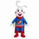 Super Bunny With Knotted Ears Mascot Costume Super Bunny With Knotted Ears Mascot Costume