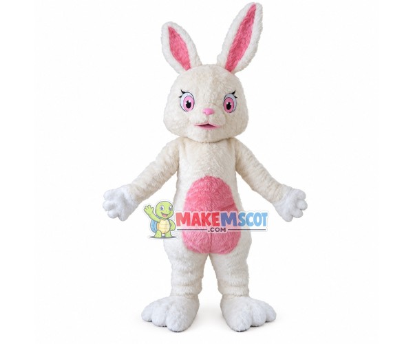 Fluffy Rabbit With Different Length Ears Mascot Costume Fluffy Rabbit With Different Length Ears Mascot Costume
