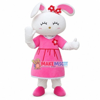 Bunny Sister In Lace Dress Mascot Costume Bunny Sister In Lace Dress Mascot Costume