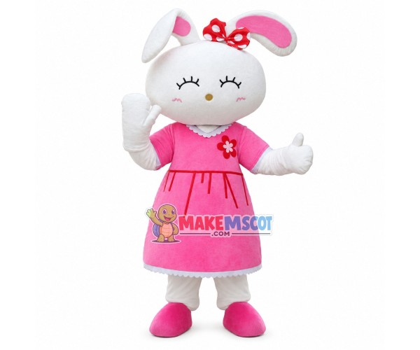 Bunny Sister In Lace Dress Mascot Costume Bunny Sister In Lace Dress Mascot Costume