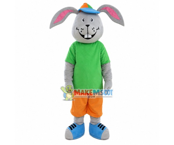 Male Rabbit With Smile Face Mascot Costume Male Rabbit With Smile Face Mascot Costume