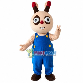Beige Rabbit With Asymmetric Eyes Mascot Costume