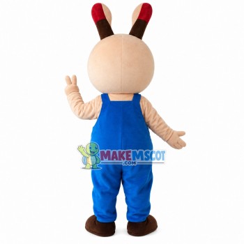 Beige Rabbit With Asymmetric Eyes Mascot Costume Beige Rabbit With Asymmetric Eyes Mascot Costume