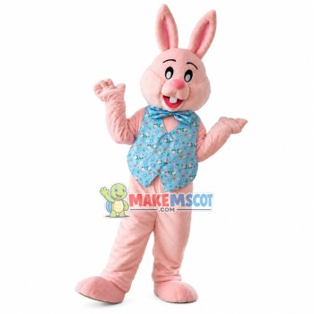 Optimistic Rabbit In The Printed Vest Mascot Costume
