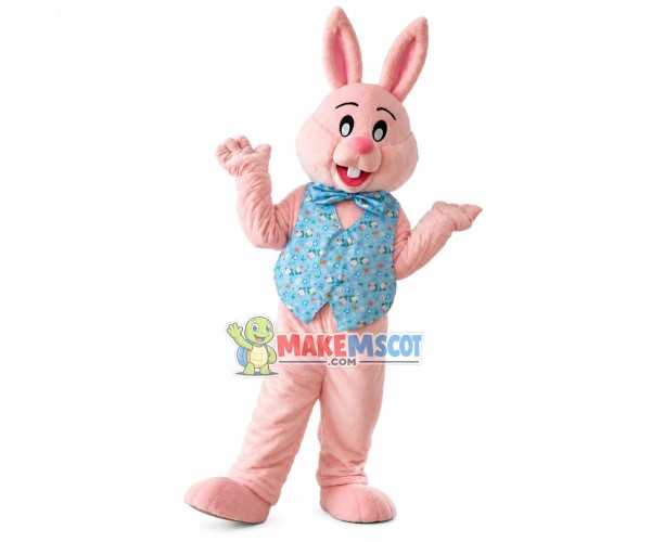 Optimistic Rabbit In The Printed Vest Mascot Costume Optimistic Rabbit In The Printed Vest Mascot Costume