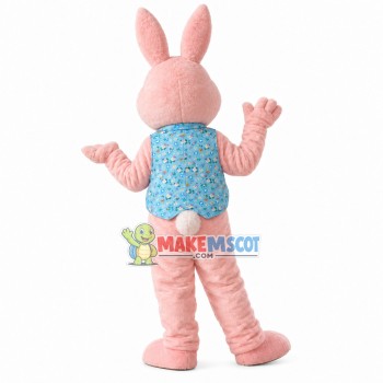 Optimistic Rabbit In The Printed Vest Mascot Costume Optimistic Rabbit In The Printed Vest Mascot Costume