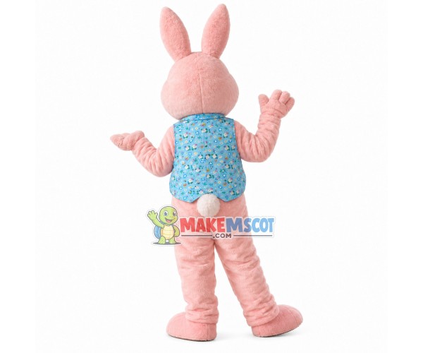 Optimistic Rabbit In The Printed Vest Mascot Costume Optimistic Rabbit In The Printed Vest Mascot Costume