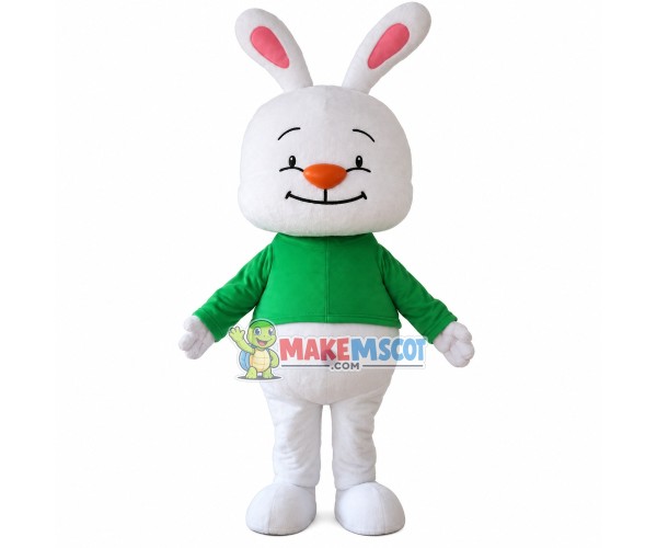 Pleasant Cartoon White Rabbit Mascot Costume Pleasant Cartoon White Rabbit Mascot Costume