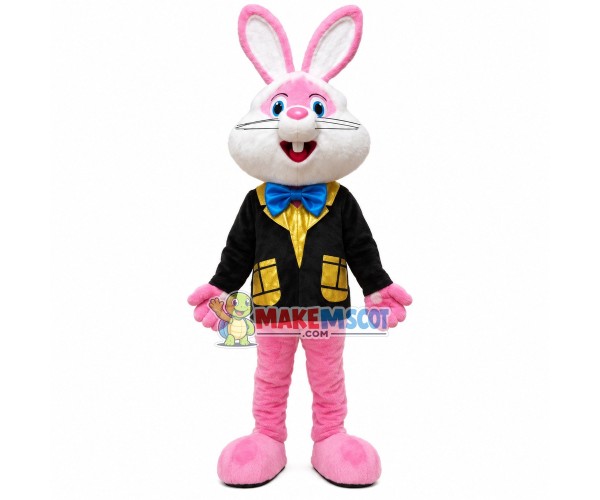Neat Rabbit In Sequined Coat Mascot Costume