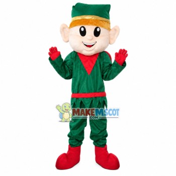 Christmas Elf In Green Suit Mascot Costume Christmas Elf In Green Suit Mascot Costume