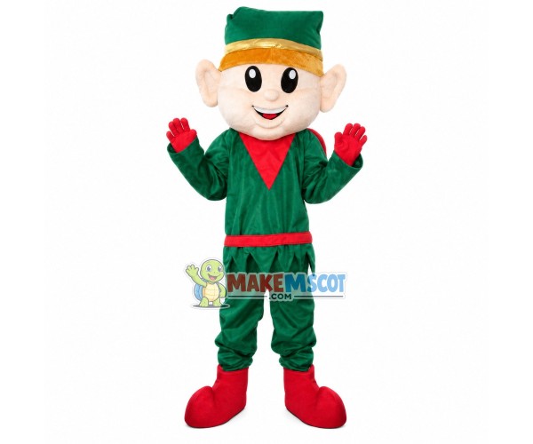 Christmas Elf In Green Suit Mascot Costume Christmas Elf In Green Suit Mascot Costume