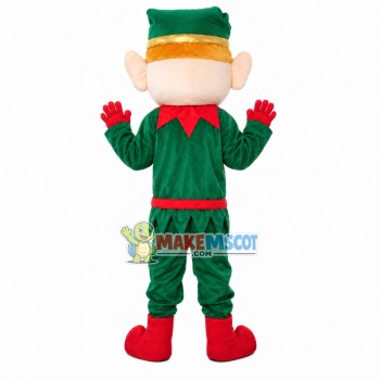 Christmas Elf In Green Suit Mascot Costume Christmas Elf In Green Suit Mascot Costume