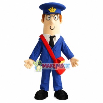 Responsible Postman With Glasses Mascot Costume Responsible Postman With Glasses Mascot Costume