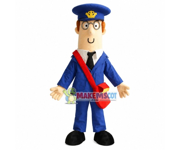 Responsible Postman With Glasses Mascot Costume