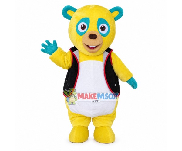 The Eye-catching Bear In Vest Jacket Mascot Costume The Eye-catching Bear In Vest Jacket Mascot Costume
