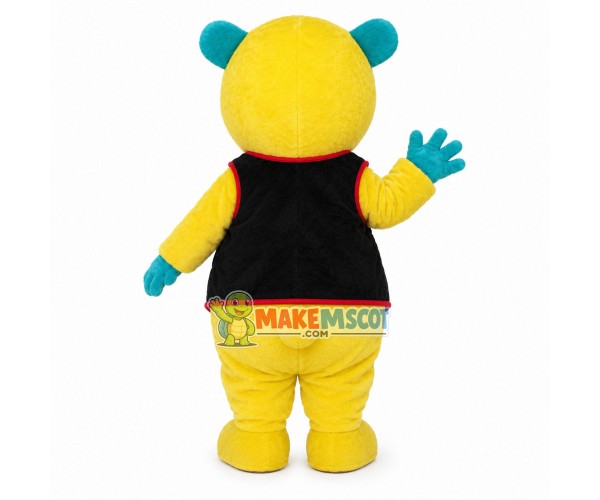 The Eye-catching Bear In Vest Jacket Mascot Costume The Eye-catching Bear In Vest Jacket Mascot Costume