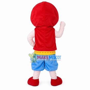 Little Boy In Red Hooded Jacket Mascot Costume