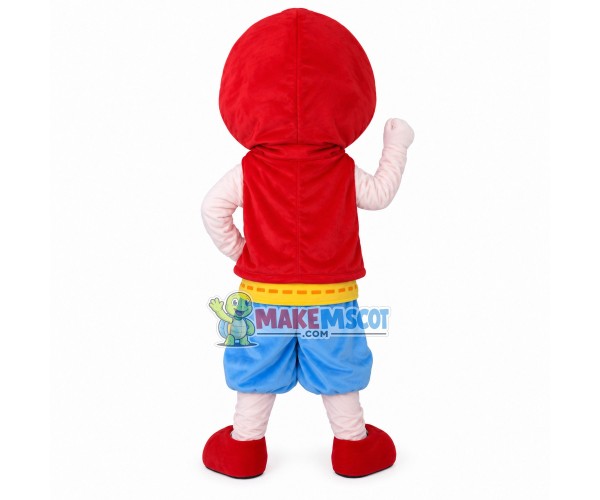 Little Boy In Red Hooded Jacket Mascot Costume Little Boy In Red Hooded Jacket Mascot Costume