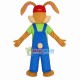 Green Eyed Bunny With Patch Overalls Mascot Costume Green Eyed Bunny With Patch Overalls Mascot Costume