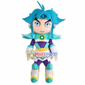 Blue-haired Star Warrior Cartoon Mascot Costume