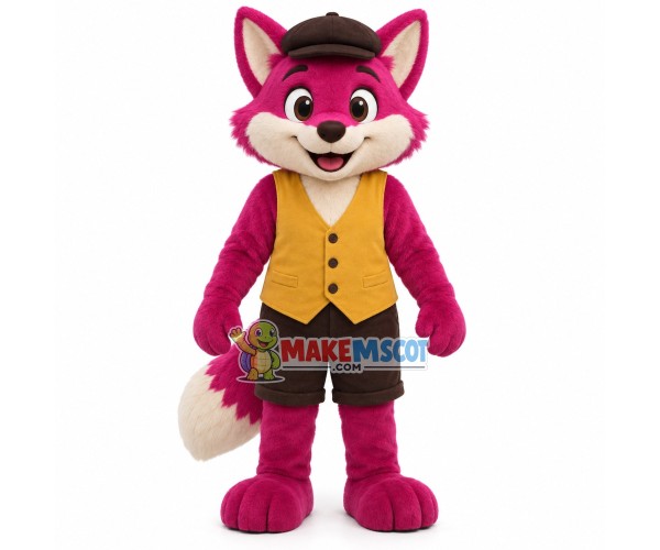 Funny Doll With Rose Red Furry Head Mascot Costume Funny Doll With Rose Red Furry Head Mascot Costume