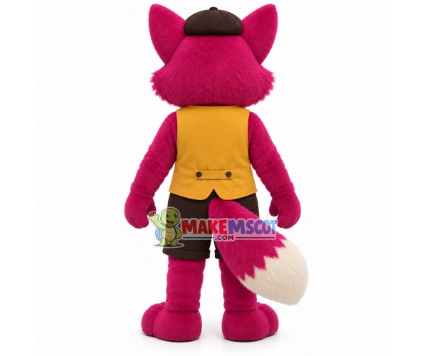 Funny Doll With Rose Red Furry Head Mascot Costume Funny Doll With Rose Red Furry Head Mascot Costume