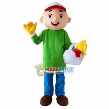Buyer Boy Carrying Basket Mascot Costume Buyer Boy Carrying Basket Mascot Costume