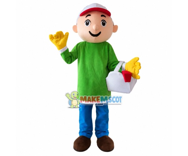 Buyer Boy Carrying Basket Mascot Costume Buyer Boy Carrying Basket Mascot Costume