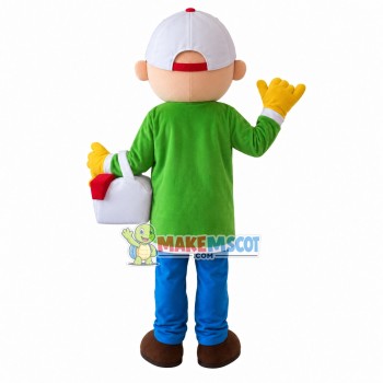 Buyer Boy Carrying Basket Mascot Costume Buyer Boy Carrying Basket Mascot Costume