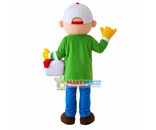Buyer Boy Carrying Basket Mascot Costume