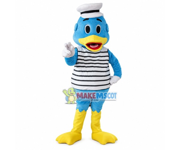 Captain Duck In the Striped Vest Mascot Costume