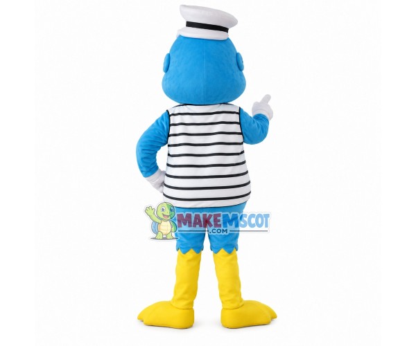 Captain Duck In the Striped Vest Mascot Costume Captain Duck In the Striped Vest Mascot Costume