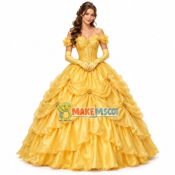 Princess Belle In The Yellow Dress Mascot Costume