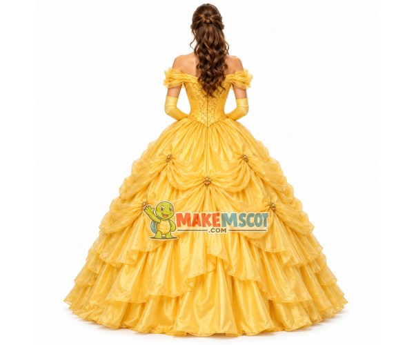 Princess Belle In The Yellow Dress Mascot Costume Princess Belle In The Yellow Dress Mascot Costume