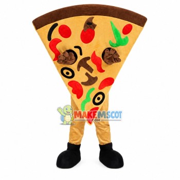 Piece of Fresh Vegetable Mushroom Pizza Mascot Costume
