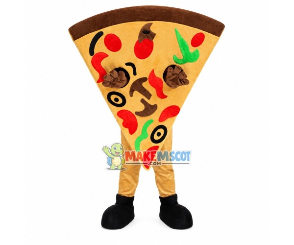Piece of Fresh Vegetable Mushroom Pizza Mascot Costume