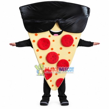 Cheese Pizza With Sunglasses Mascot Costume Cheese Pizza With Sunglasses Mascot Costume