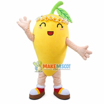 Tropical Mango With Wreath Mascot Costume Tropical Mango With Wreath Mascot Costume