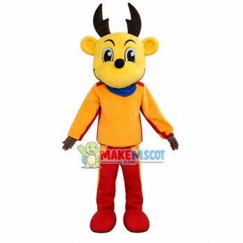 Yellow Reindeer of Battery Company Mascot Costume Yellow Reindeer of Battery Company Mascot Costume