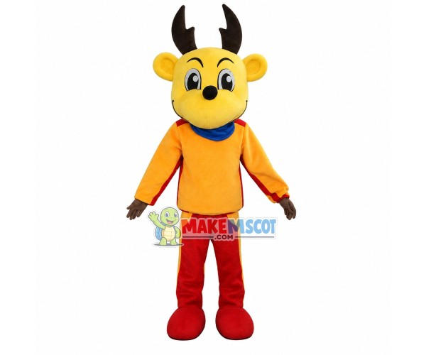 Yellow Reindeer of Battery Company Mascot Costume Yellow Reindeer of Battery Company Mascot Costume