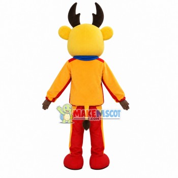 Yellow Reindeer of Battery Company Mascot Costume