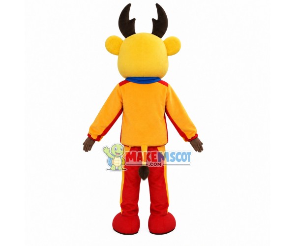 Yellow Reindeer of Battery Company Mascot Costume