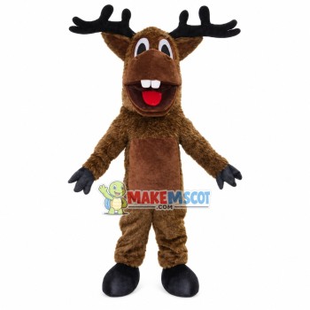 Glad The Plush Brown Moose Mascot Costume Glad The Plush Brown Moose Mascot Costume