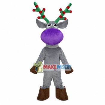 Slim Gray Christmas Elk Mascot Costume