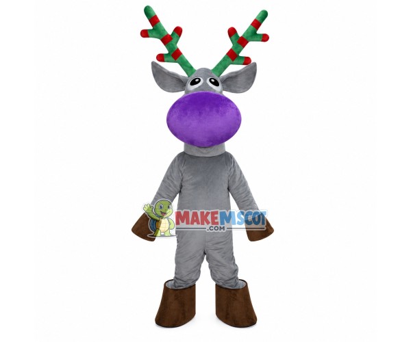 Slim Gray Christmas Elk Mascot Costume