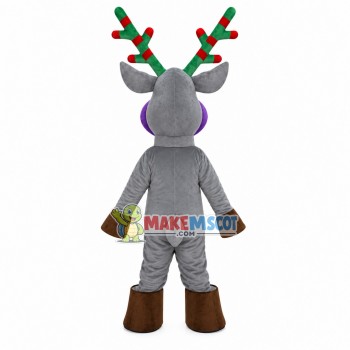 Slim Gray Christmas Elk Mascot Costume Slim Gray Christmas Elk Mascot Costume