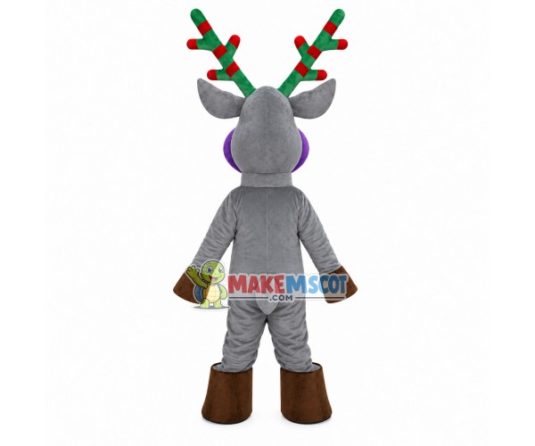 Slim Gray Christmas Elk Mascot Costume