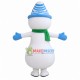 Snowman With Warm Striped Hat Mascot Costume Snowman With Warm Striped Hat Mascot Costume