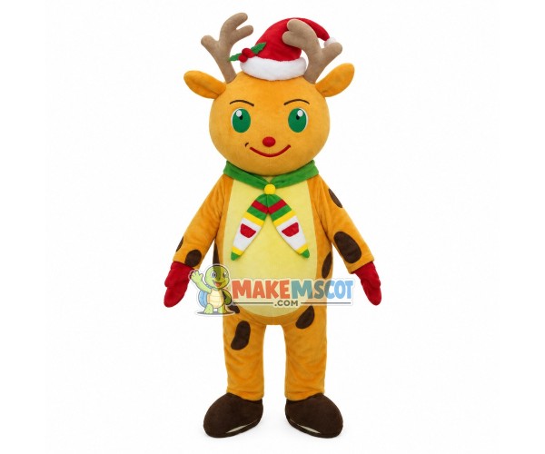 Happy Christmas Orange Elk Mascot Costume
