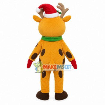 Happy Christmas Orange Elk Mascot Costume
